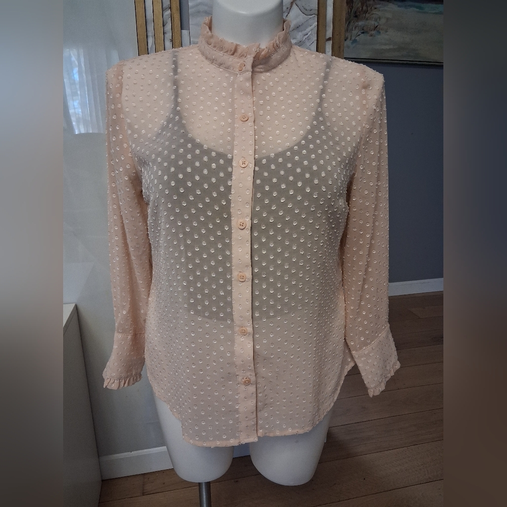 Banana Republic Light Pink Polka Dot Blouse